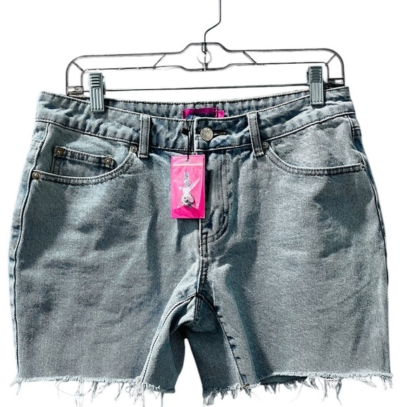 Edikted NWT Denim Jean Blue Shorts Size Medium 100% Cotton Casual Med Rise Women - Picture 1 of 6